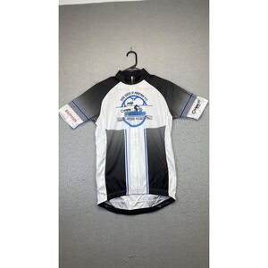 OA OpenAir Cycling Jersey Mens‎ Medium Black White Blue Full Zip BergiBike MTB